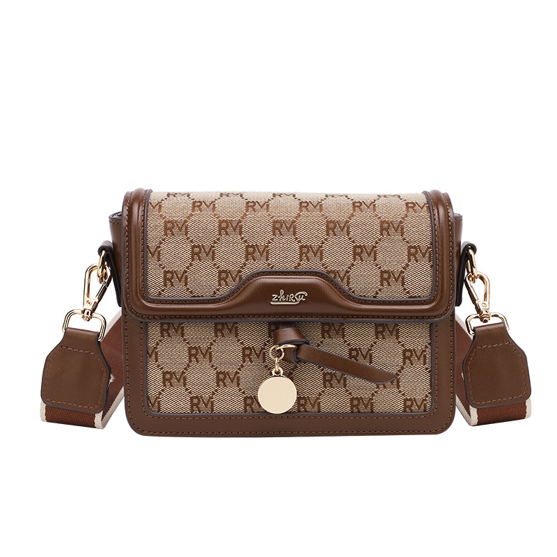 Sac à bandoulière haut de gamme pour femmes, avec lettres imprimées et couleurs contrastées, large sangle à la mode, petit sac à bandoulière simple_voghion.com