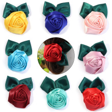 韩版优雅气质布艺缎面手工立体玫瑰花苞diy发夹胸花服装包包配件