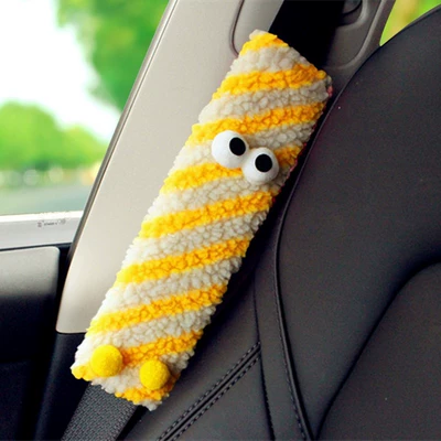 Star People Safety Belt Seat belt shoulder pad - dopamine-yellow-and-white-stripes-on-eyes