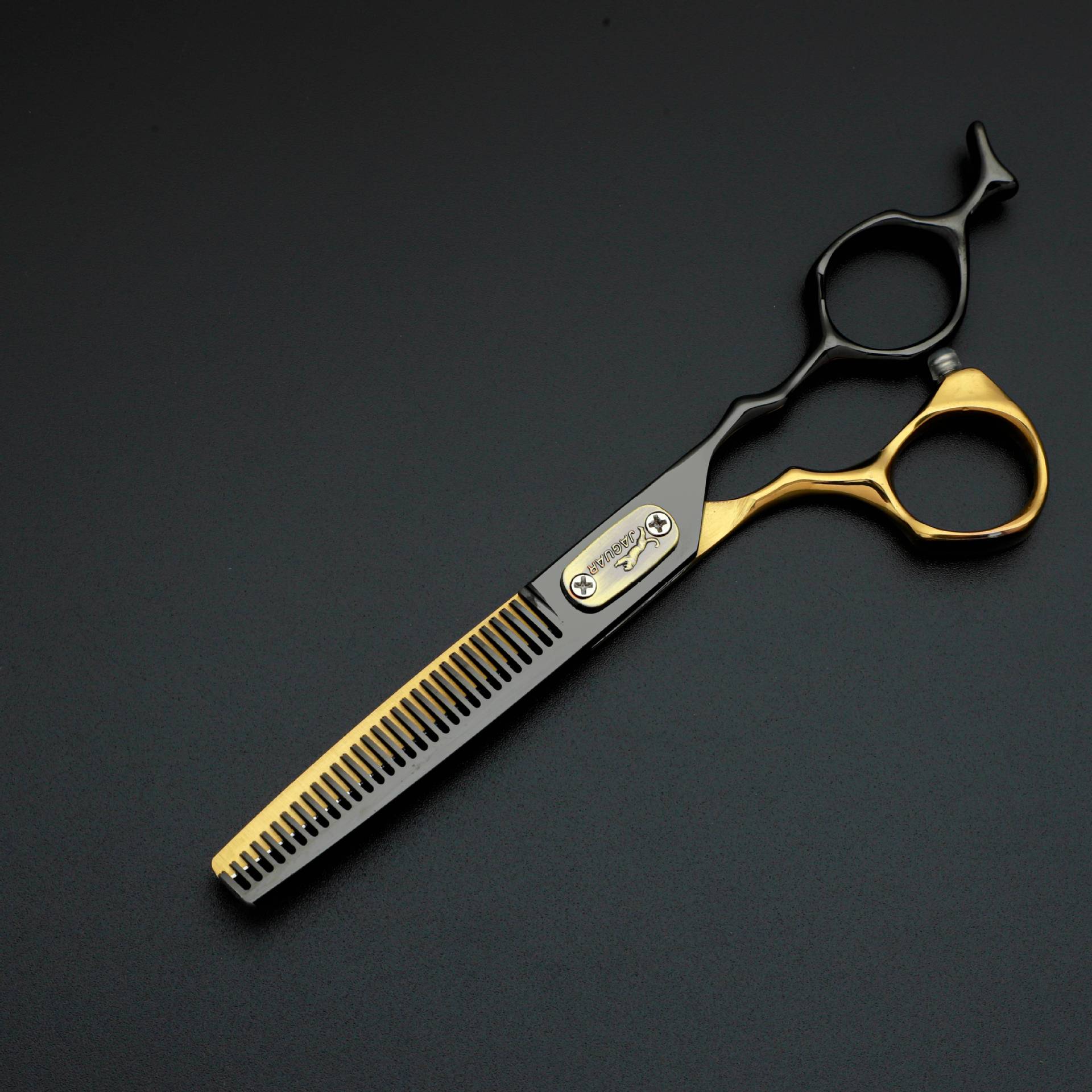 Tijeras de peluquería de alta calidad transfronterizas de oro negro tijeras de corte de pelo profesional tijeras de dientes sin marcas tijeras de corte de pelo peluquería cabello roto