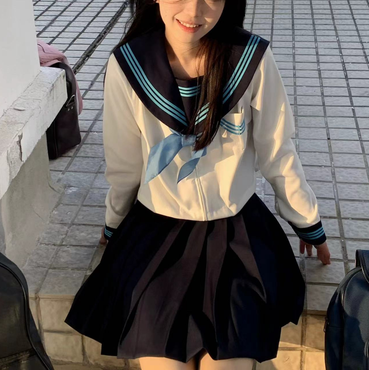 일본 정통 JK 유니폼 스커트 세 가지 기본 여름 선원 세트 짧은 소매 달콤한 자매 세트 여성을위한 대학 스타일 학교