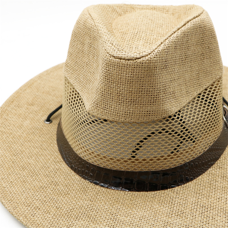 Men's Streetwear Color Block Flat Eaves Straw Hat display picture 7