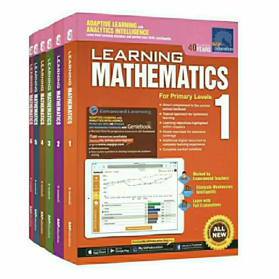 Сингапурский учебник по математике SAP Learning Mathematics 1_6 класс тетрадь с упражнениями полный набор из 9 томов