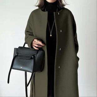 A Large Number of Ready-Made Cross-Border Hot-Selling Woolen Japanese Style Style 2024 Autumn New Elegant Work Clothing Straight Woolen Outwear Jacket