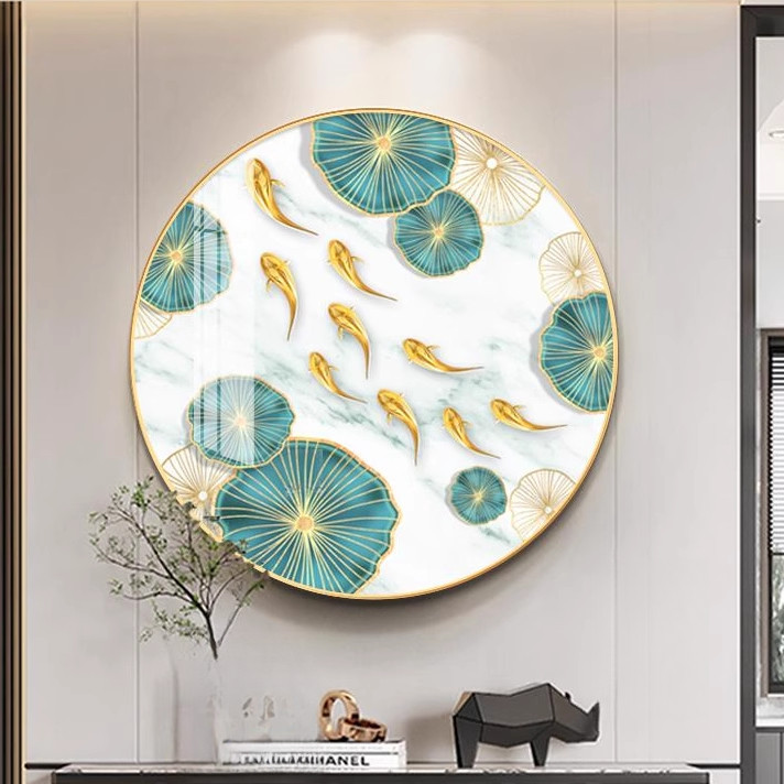 Jiuyu Jujiaitu lujoso porche pinturas decorativas mural redondo corredor restaurante entrada en la atmósfera pinturas colgantes de porcelana cristalina