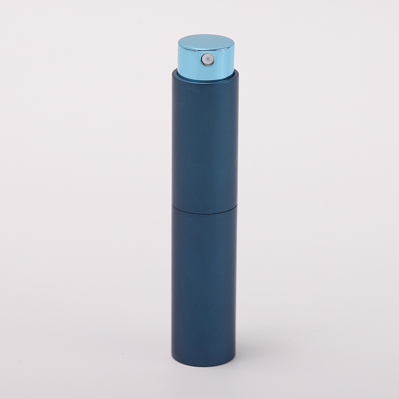 10ml portátil giratoria de dos secciones retráctil perfume sub-botella vacía botella impresa logotipo botella de aerosol muestra botella de vidrio