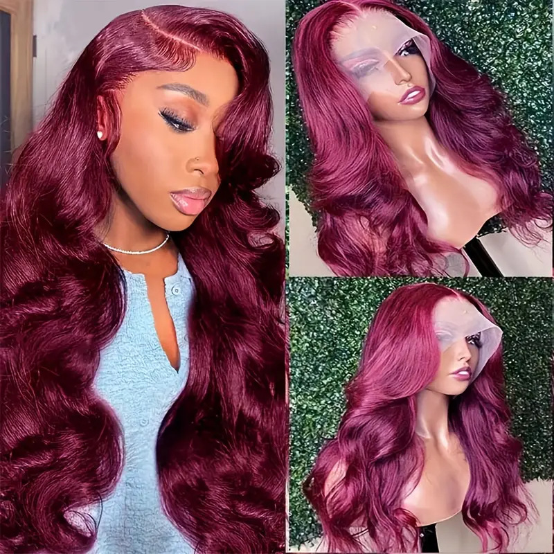 Front Lace Wig women's Front Lace Wig wine red big wave long curly hair full head cover wholesale