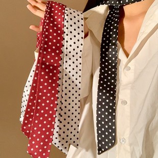 Polka Dot Slender Silk Scarf for Women Spring and Summer Y2K Sexy Fashion Versatile Decorative Neck Scarf High-End Scarf Ribbon