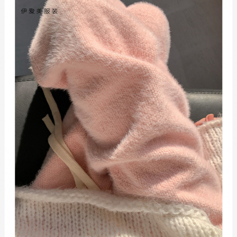 大码微胖水貂绒阔裤女秋冬加厚保暖高腰休闲裤垂感直筒休闲拖地裤