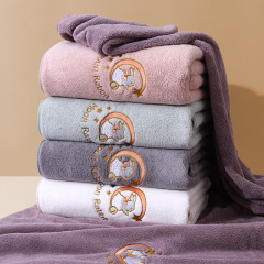 Coral velvet bath towel wholesale cationic stripe household thickened soft absorbent lint-free large bath towel wholesale