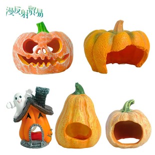 Aquarium Fat and Skinny Pumpkin Small Fish Shelter Resin Environmental Protection Halloween Simulation Hole Pumpkin Lantern Drop Resistant Toy
