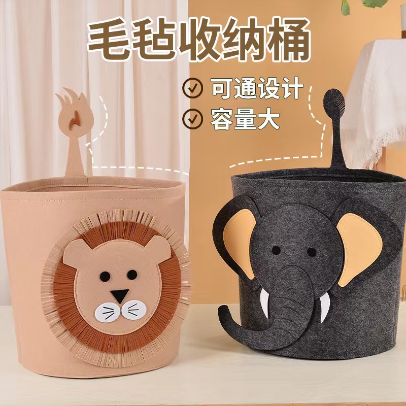 Supply Cartoon Felt Storage Basket Student High-Quality Mess Basket Felt Storage Bucket Wholesale