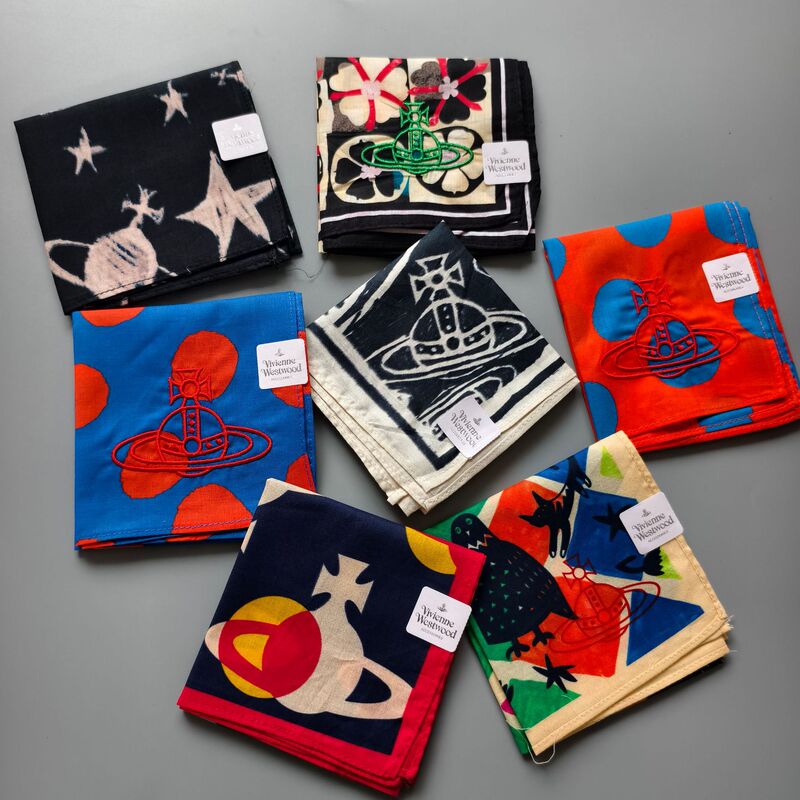 Japanese Empress Small Square Scarf Saturn Embroidery Polka Dot Full Print Graffiti Plaid Handkerchief Gift Scarf