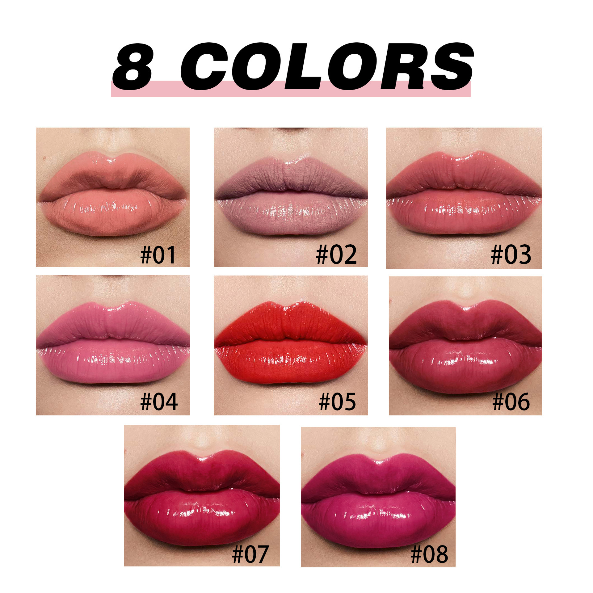 Cross-border press lipstick pen in stock: 8-color water gloss mirror handaiyan long-lasting Moisturizing Lipstick pen undefined