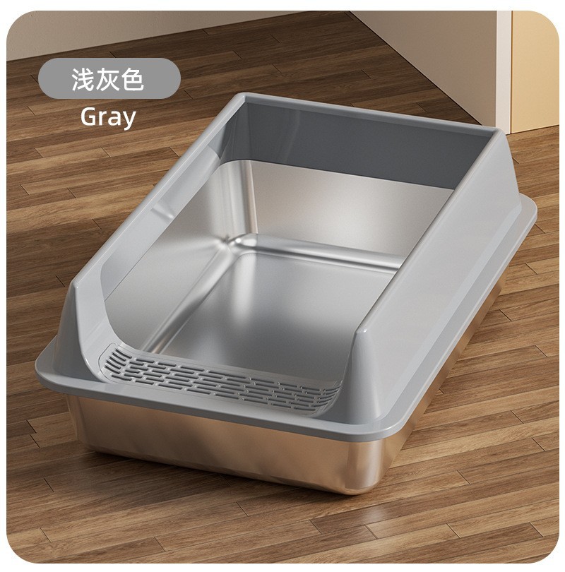 Caja de Arena Semicerrada para Gatos XL de Acero Inoxidable Anti-salpicaduras Fácil de Limpiar image 7