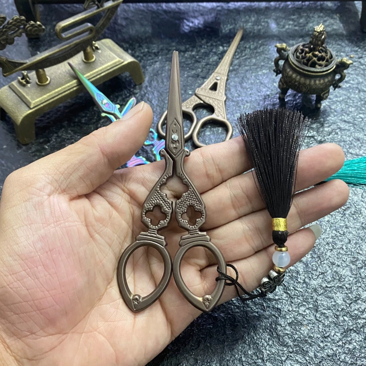 Китайские ретро мини-ножницы для чайного искусства, бытовые маленькие ножницы, креативные ножницы для чайных пакетиков, ножницы для ниток, аксессуары для чайной церемонии