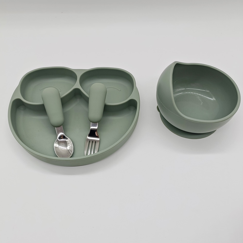 现货批发喂养餐具套装 silicone children feeding sets