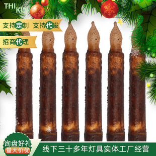 Cross Border Halloween LED Wax Rod Wax Church Prayer Home Wedding Decoration Retro Electronic Long Rod Candle Light