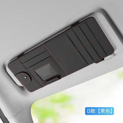 Multimediya və saxlama aksesuarları — Multifunctional Sun Visor Storage Organizer - genuine-leather-storage-bag-upgraded-new-horizontal-style-black