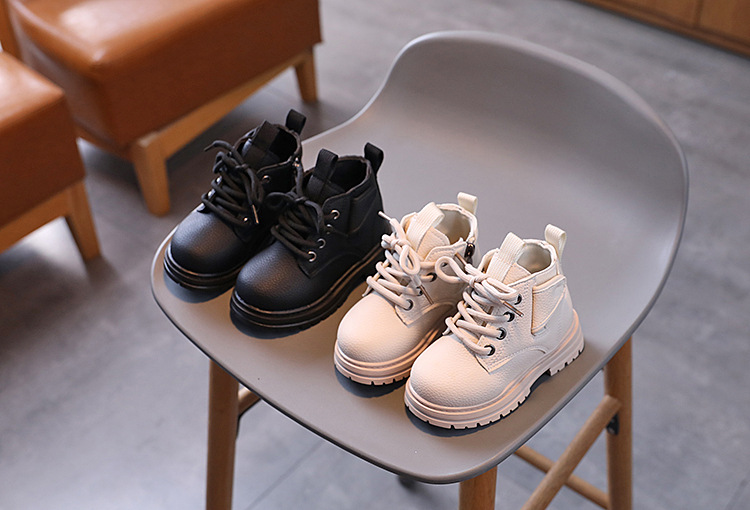 Botas curtas britânicas para meninos e meninas, primavera 2024, sapatos antiderrapantes com sola macia para bebês_voghion.com
