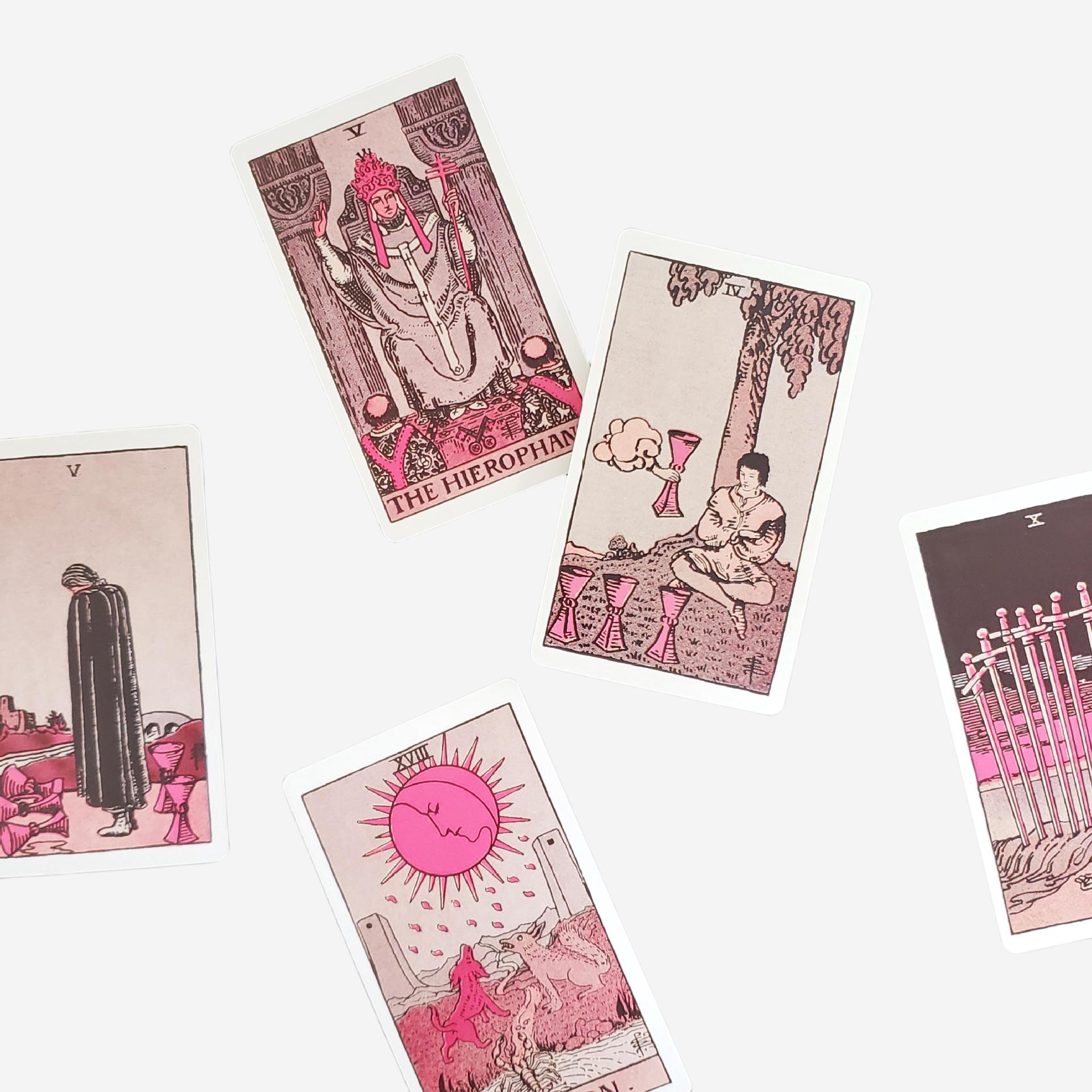 2023 New For Beginners Pink Waite Tarot Board Game Cards Cross-Border Hot Item_voghion.com
