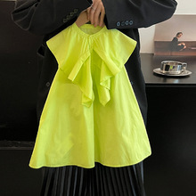 韩系时尚夏季童装24洋气新款女童荷叶边连衣裙可爱休闲纯色背心裙