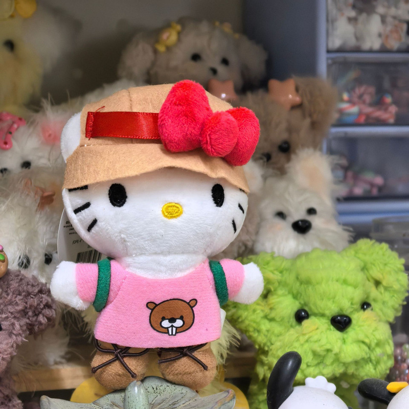 黑色草帽kitty帽宝宝挂件爱心扣公仔玩偶可爱赫本风挂饰钥匙扣|undefined