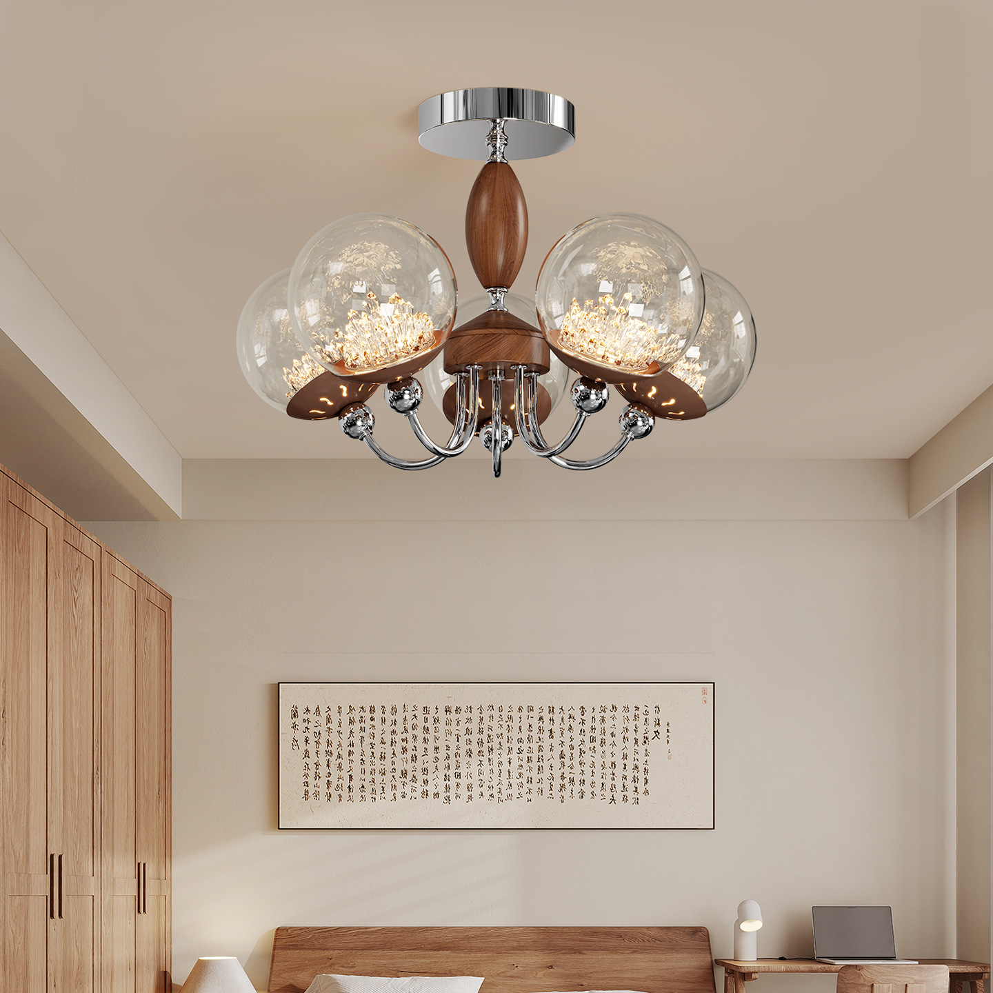 Luz de techo de dormitorio medieval francesa vintage retro alta sensación 2026 nueva lámpara Zhongshan 179L