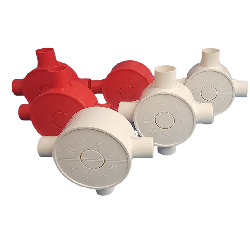 Accesorios de PVC Caja de mando con cubierta redonda Caja de conectores de tres vías fabricantes en stock al por mayor