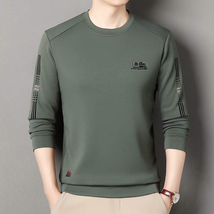 Men's Anti-wrinkle Non-ironing Long-sleeved T-shirt Crewneck Sweatshirt Loose Casual Fashion All-match Spring and Autumn Base Top Men's Wear