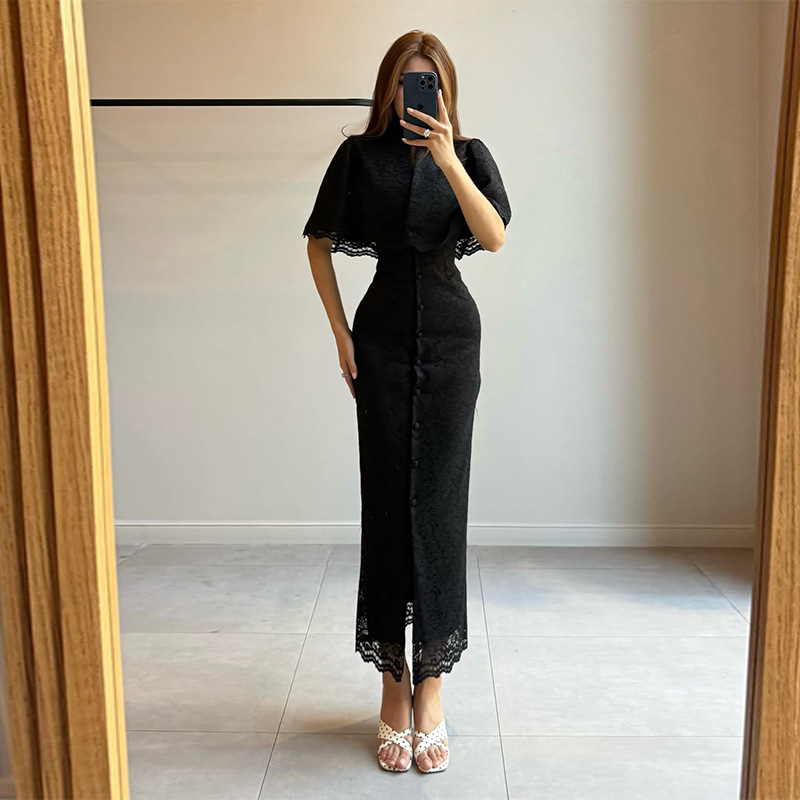 2026 Women's European and American Amazon French Style Cross-Border New Shawl Slim Elegant Strap Long Dress Two-Piece Set