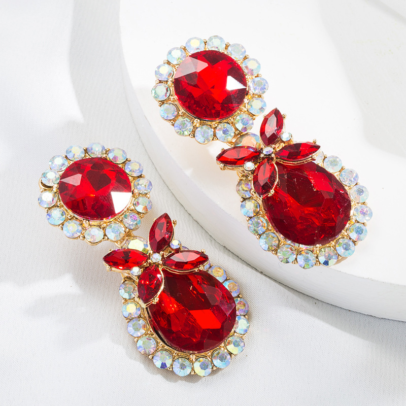 New Style Fashion Water Drop Shape Color Rhinestone Pendant Earrings display picture 5