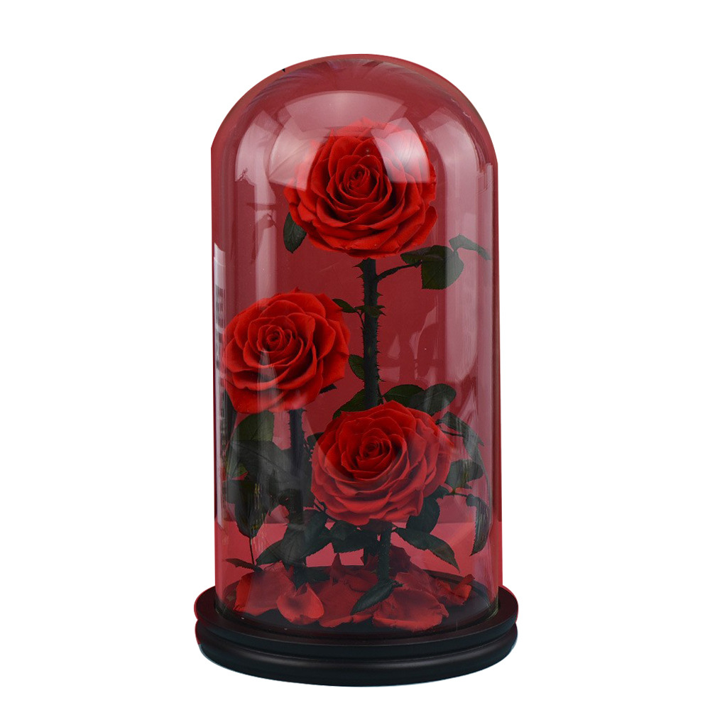 FUENTE Precio al por mayor de fábrica comercio electrónico transfronterizo gran Príncipe Flor eterna Rosa cubierta de vidrio regalo de San Valentín