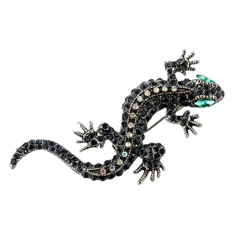 Europeo y americano retro personalizado lagarto Gecko broche pin electrochapado plata antigua animal ramillete collar pin ropa joyería para hombres y mujeres