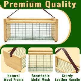 跨境木质果蔬收纳筐果园收货篮手提收纳筐果蔬筐厨房整理收纳筐