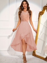 I 10982 Multi-layer Mesh Sleeves Dress ��ɴ�������
