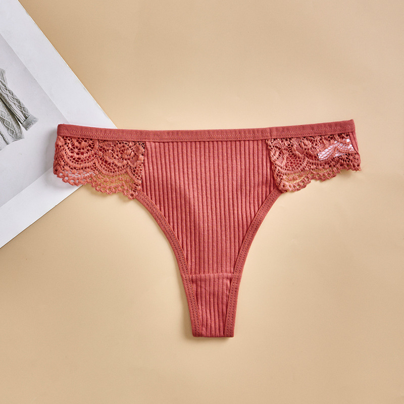 Sexy de las mujeres de la cintura baja de algodón entrepierna ropa interior encaje comercio exterior de las mujeres Tanga transfronteriza al por mayor caliente