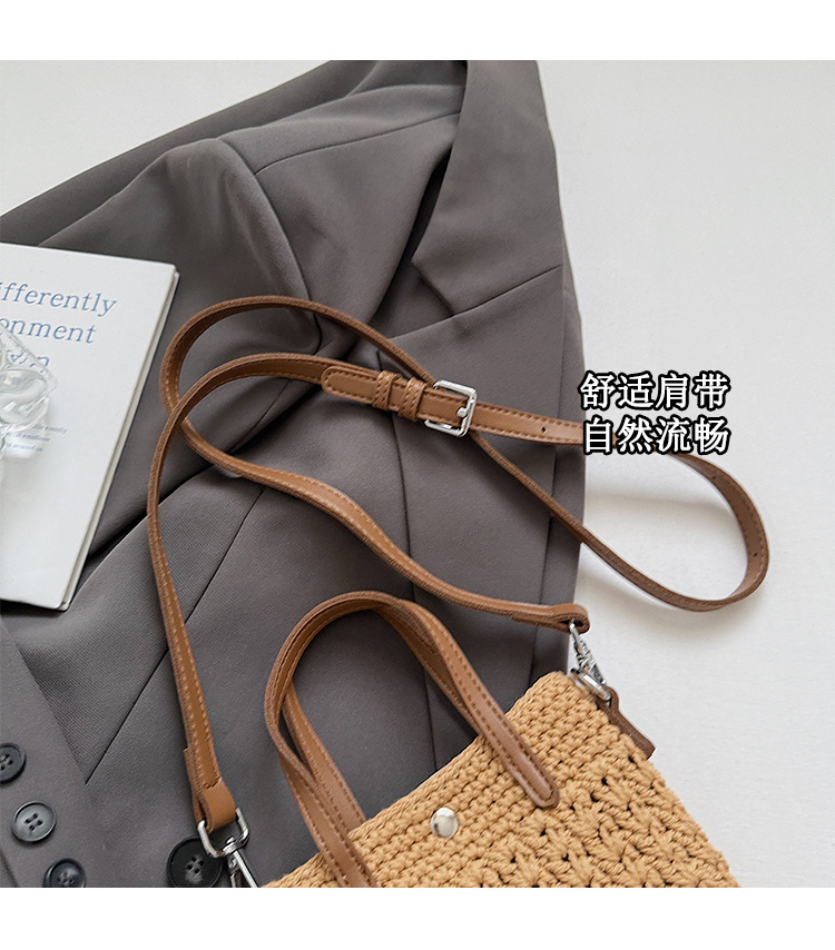 Hand-woven straw bag for women's summer 2025 new style super popular crossbody bag Korean version beach vacation mobile phone bag undefined