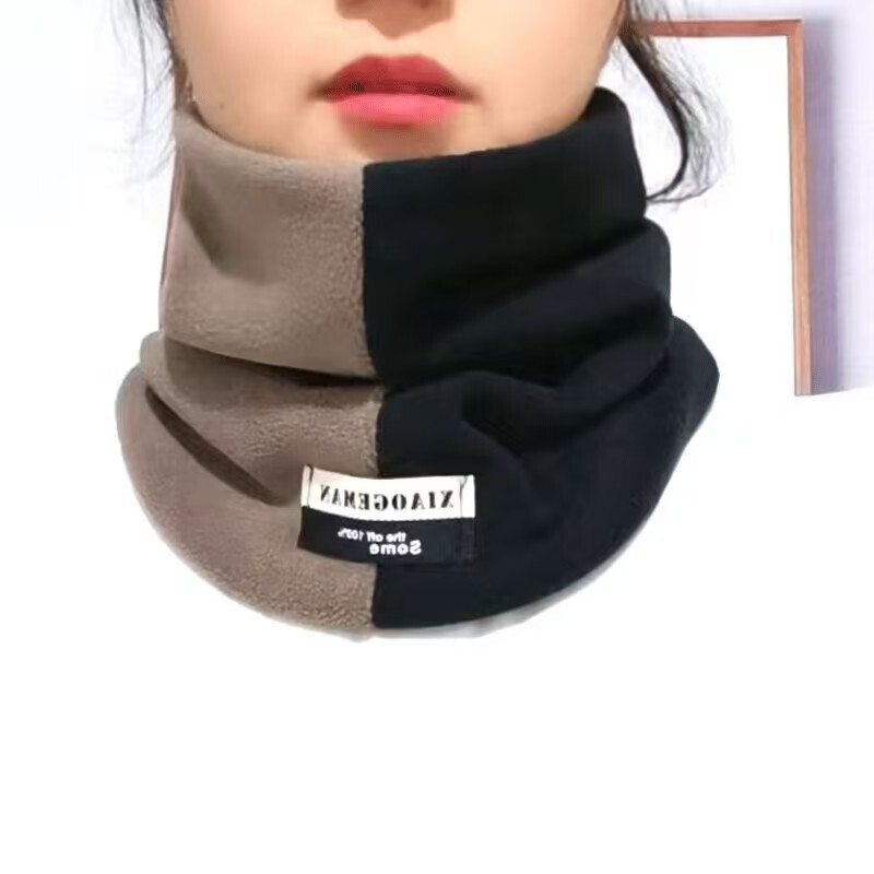 冬季双层加厚保暖奥利绒脖套户外骑行时尚男女拼色套头防寒围脖|undefined