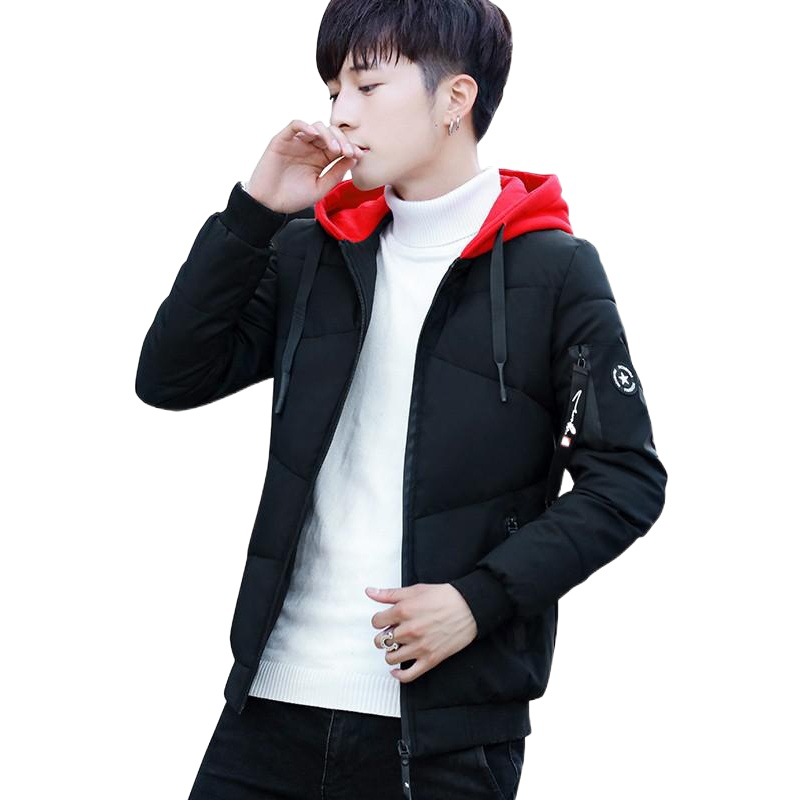 Venta al por mayor invierno de los hombres de algodón acolchado abrigo corto con capucha estudiante guapo abrigo engrosado moda juventud abajo abrigo de algodón acolchado