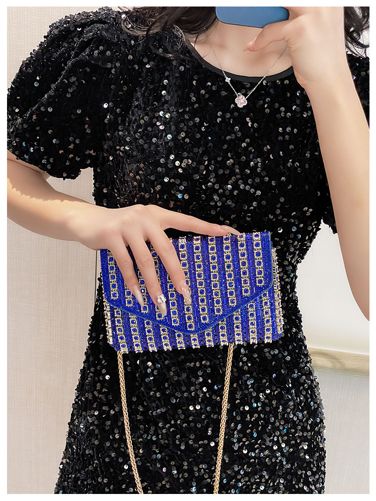Cross-border bag bestsellers: Women's bag, chain, super shiny diamond-encrusted small square bag, crossbody bag, fashionable and versatile, socialite dinner bag undefined