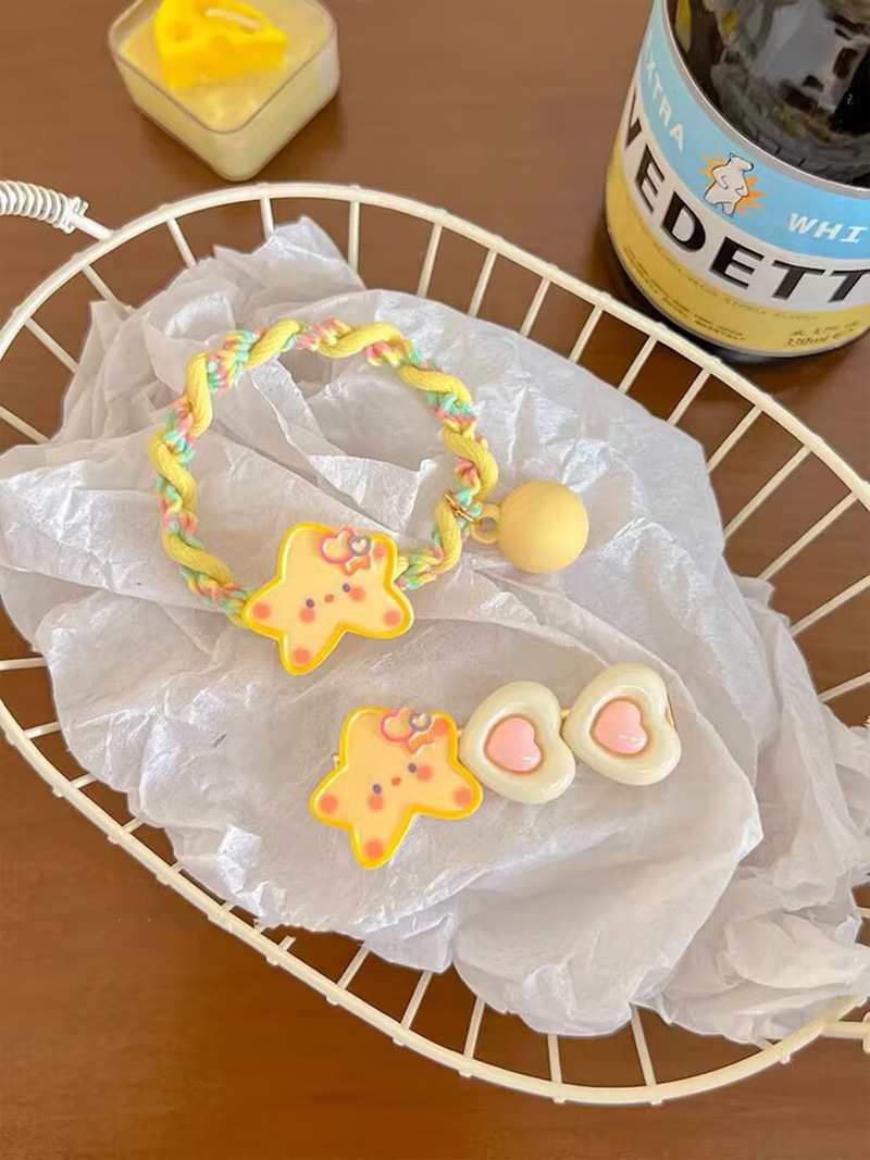 A pair of clothes ~ cute star hairpin female sweet bangs clip high elastic tie hair rope broken hair side clip BB clip_voghion.com