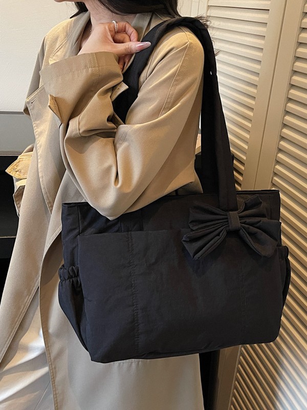 Bolso de lazo retro simple y ligero de color sólido bolso especial de costura de coche de moda femenino bolso de ropa de algodón de textura de hombro único bolso de moda