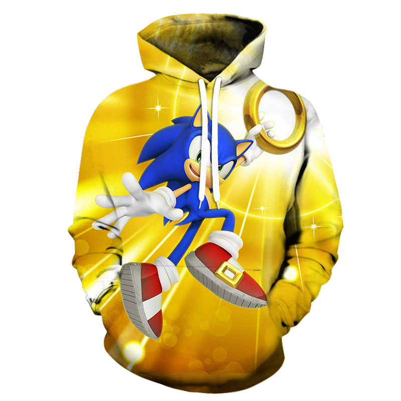 Foreign trade autumn and winter Sonic 3D digital printing hoodie couples loose casual direct wholesale Foreign trade autumn and winter Sonic 3D digital printing hoodie couples loose casual direct wholesale