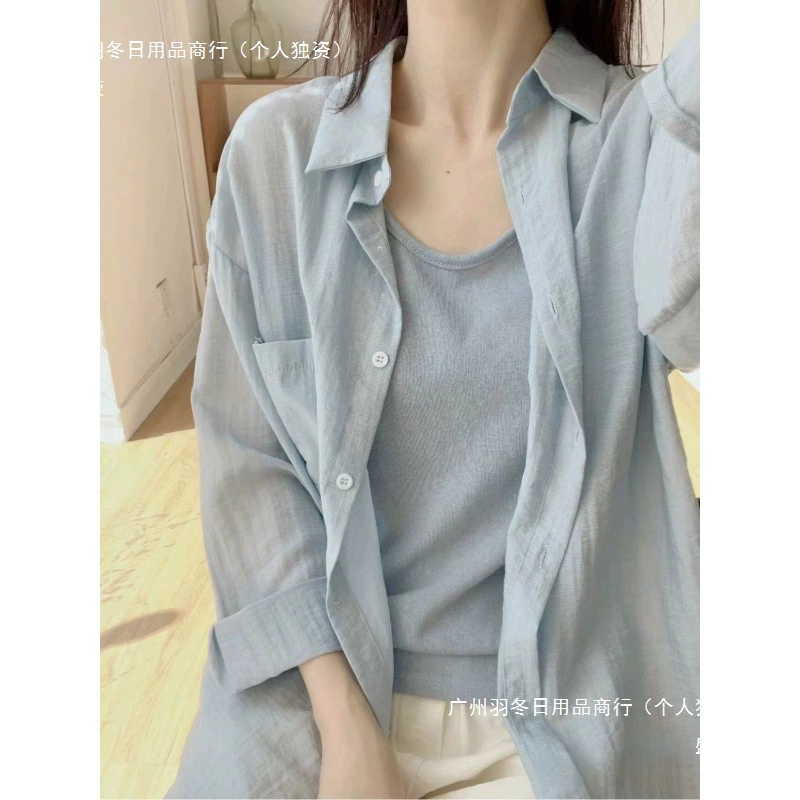 Летние рубашки с защитой от солнца для женщин 2025 года, нишевый дизайн, универсальные длинные рубашки для повседневной носки, тонкие жакеты