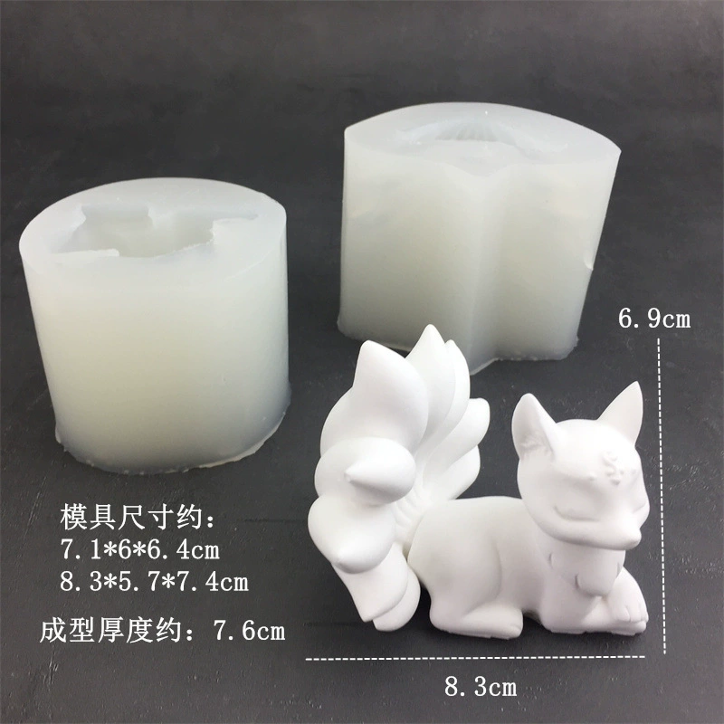 Set, silicone mold, aromatherapy, candle, 2 pieces, fox, handmade