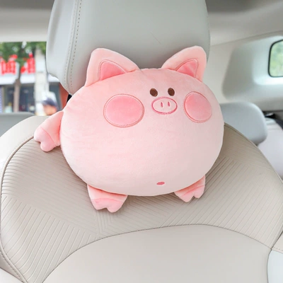 Car Headrest, Neck Pillow, Pair Headrest - dudu-pink-pig