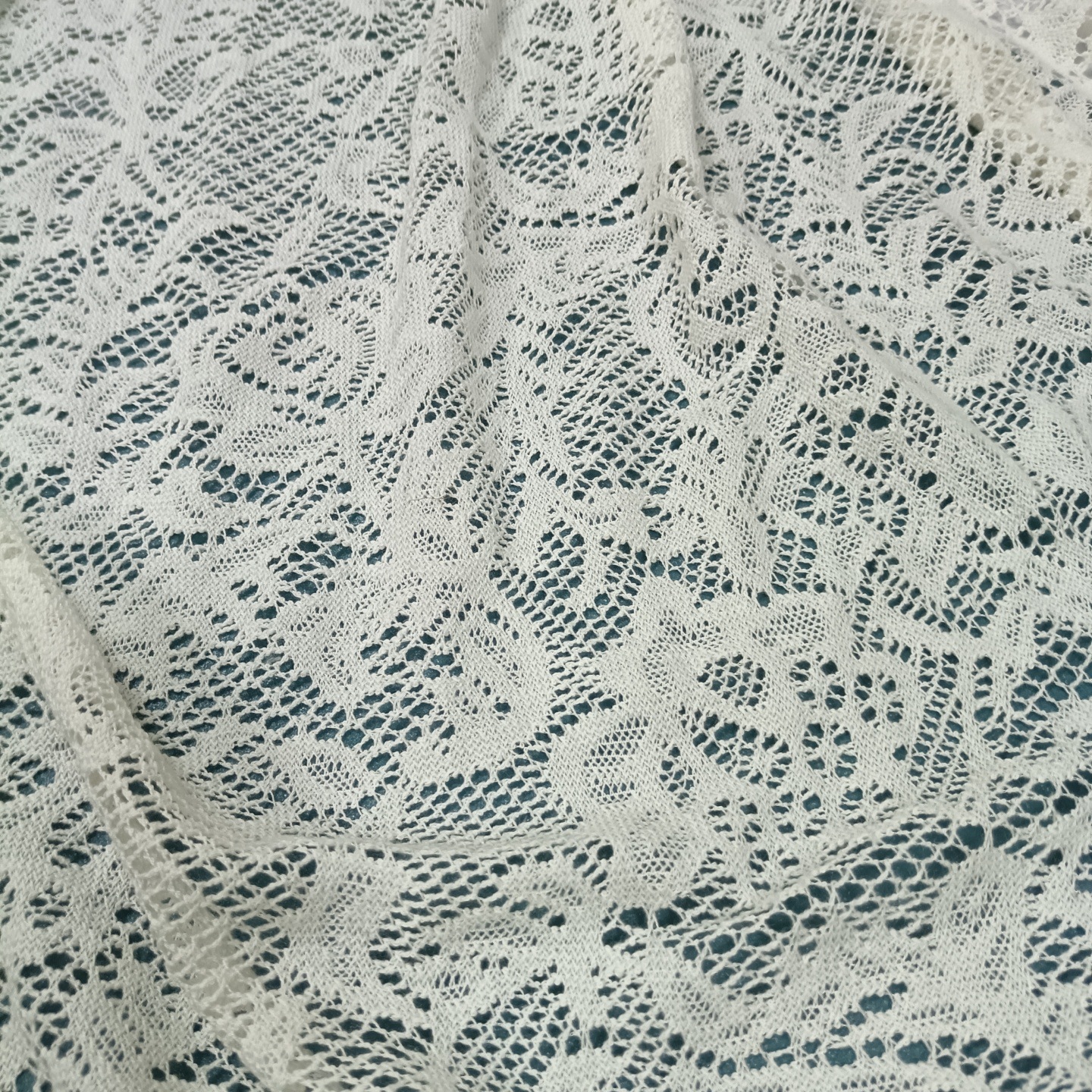 涤棉镂空钩编面料质感薄款无弹网眼蕾丝提花服饰辅料手工DIY花边