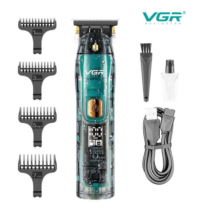 VGR961新型バリカン液晶デジタルディスプレイ搭載、サロン仕様、油性ヘア用電動バリカン、透明IPX7防水|undefined