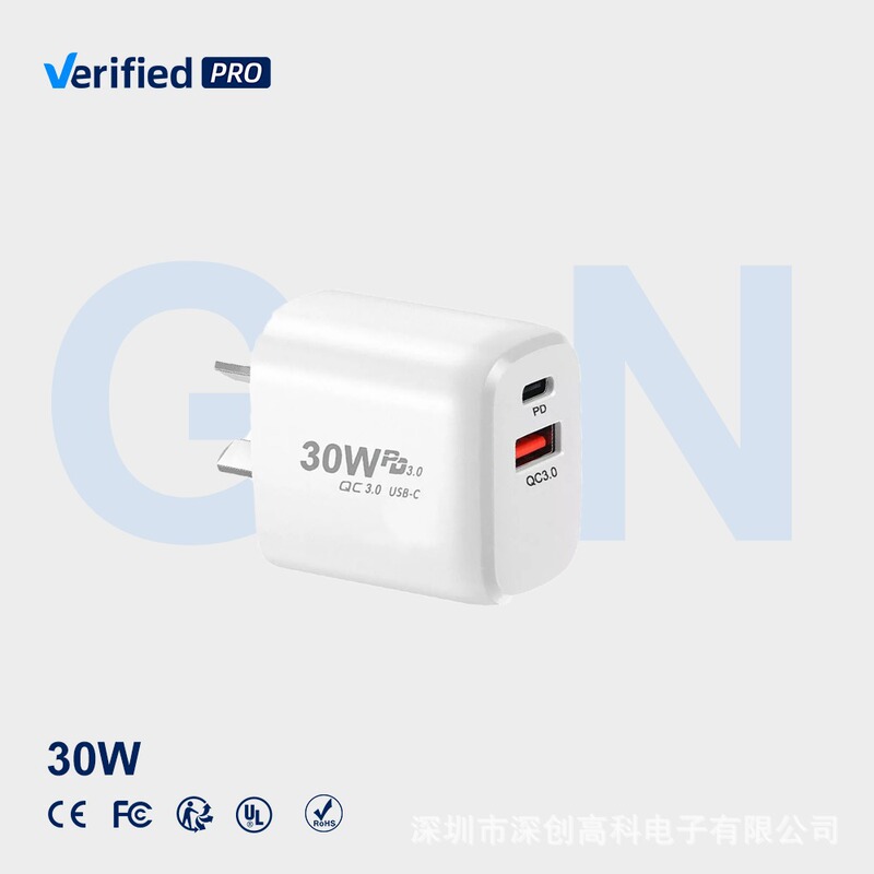 30W Dual USB Wall Charger Gallium Nitride Mini Fast Charger Mobile Phone Type-C Charger 30W